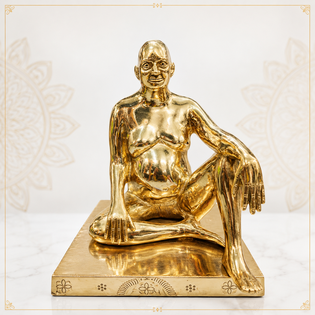 bhagwan Nityanand Pure Brass Idol 9″