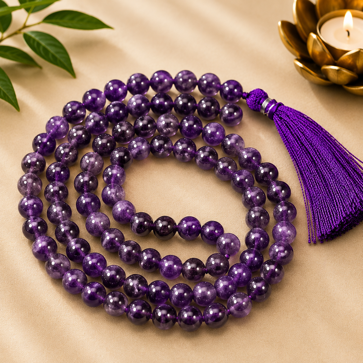 Purple Amethyst Jap Mala 108 Beads
