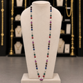 Natural Navagraha Gemstone Mala with Silver Chain – 9 Planets Spiritual Necklace