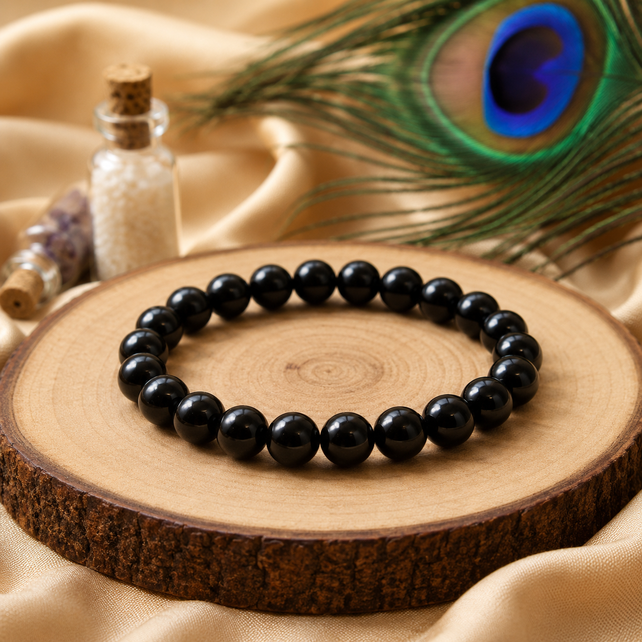 Black Tourmaline Crystal Bracelet – 8 MM (Grounding & Balance)