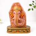 Large Rose Quartz Ganesha Face Sculpture | Detailed Gemstone Spiritual Artwork Weight 54.10 kg