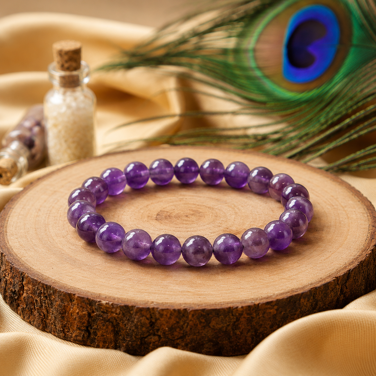 Amethyst Crystal Bracelet – 8 MM (Enhanced Focus & Concentration)
