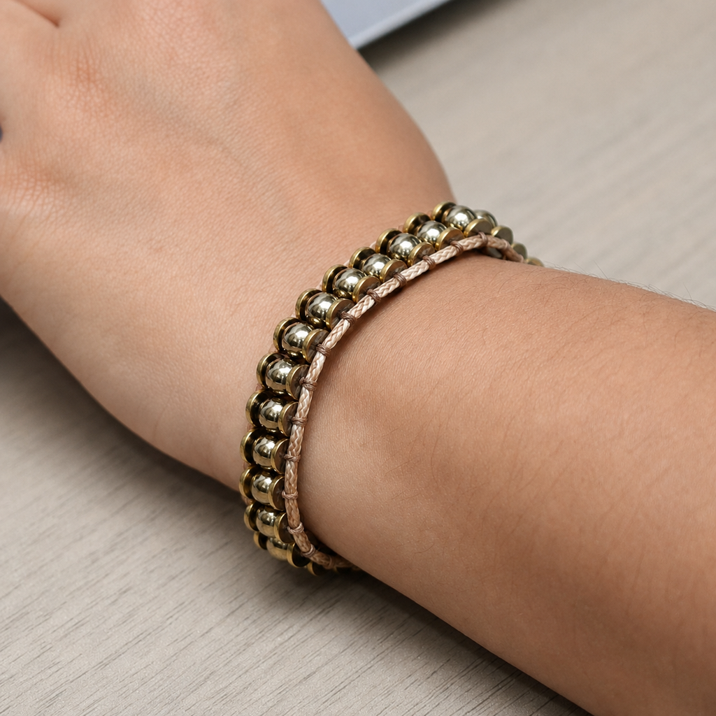 Clear Perspective Premium Hematite Wristband Bracelet – golden