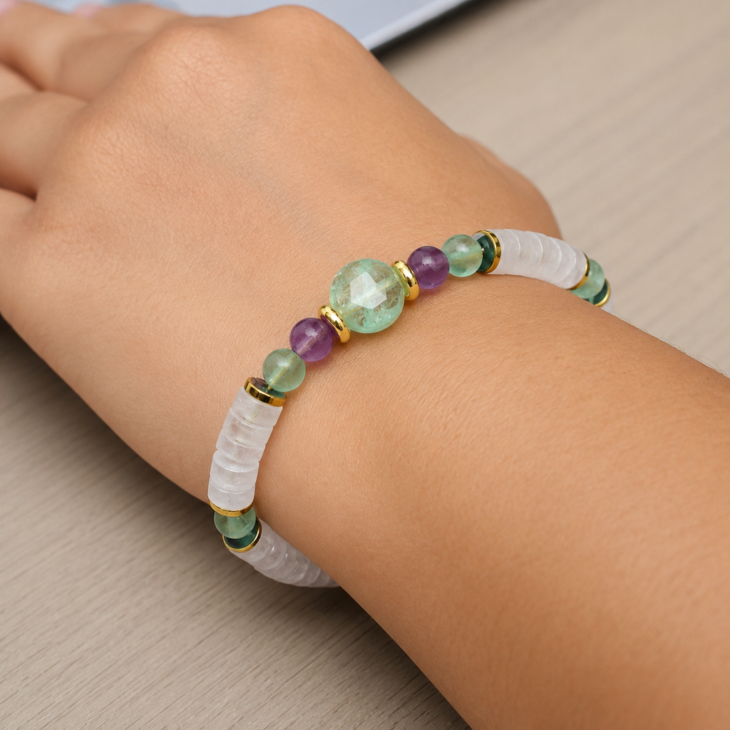 The Focused | Clarity & Productivity Fluorite Quartz Bracelet Men