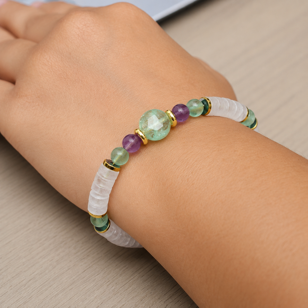 The Focused | Clarity & Productivity Fluorite Quartz Bracelet Men