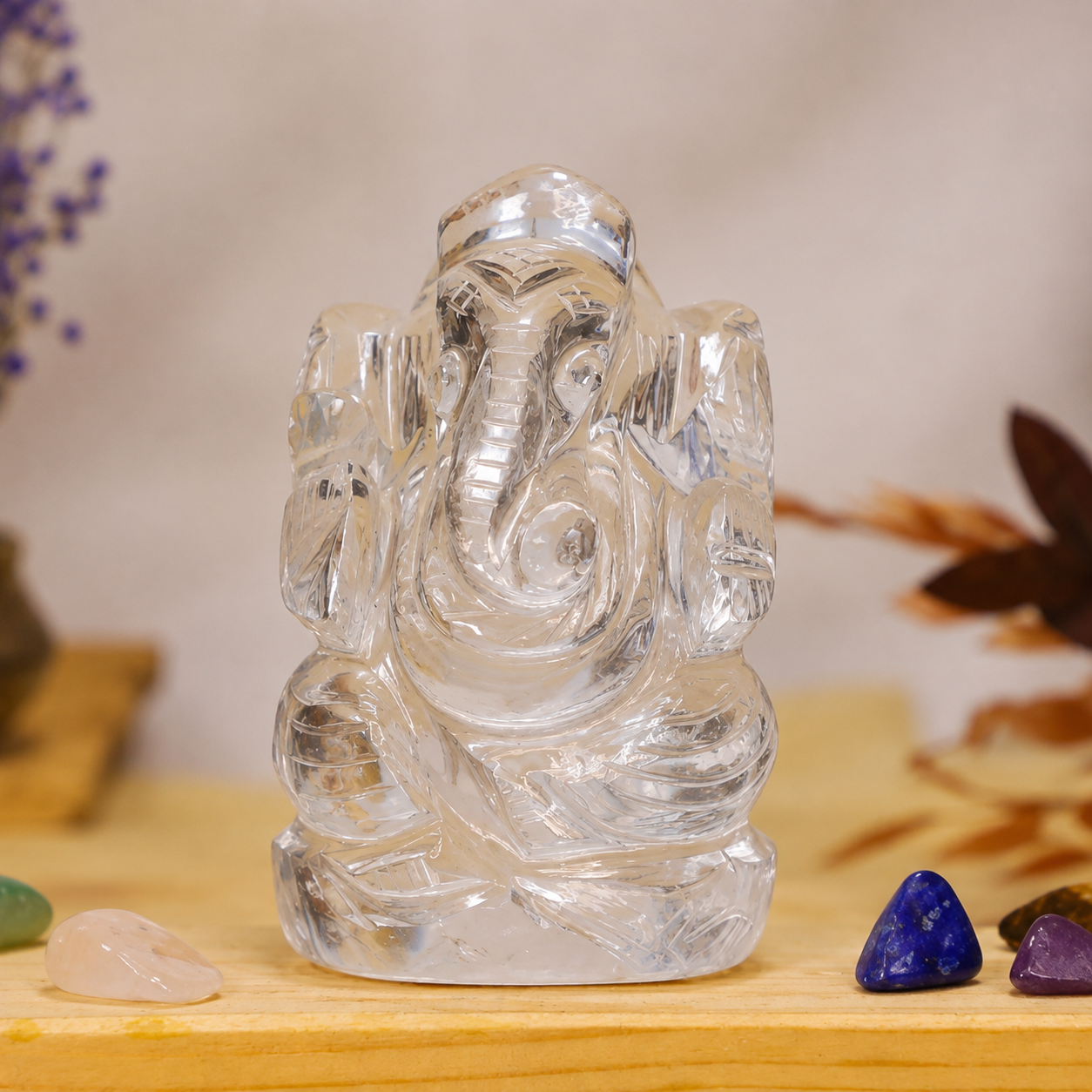 Clear Quartz Ganesha Idol (Promoting Prosperity & Abundance)