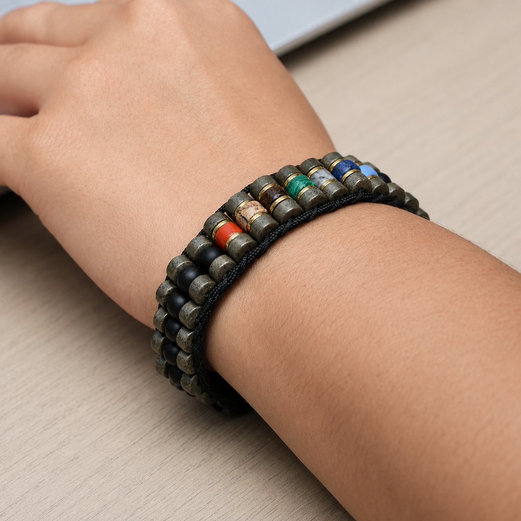 7 Chakra Pyrite Bracelet | Wealth & Energy Balance