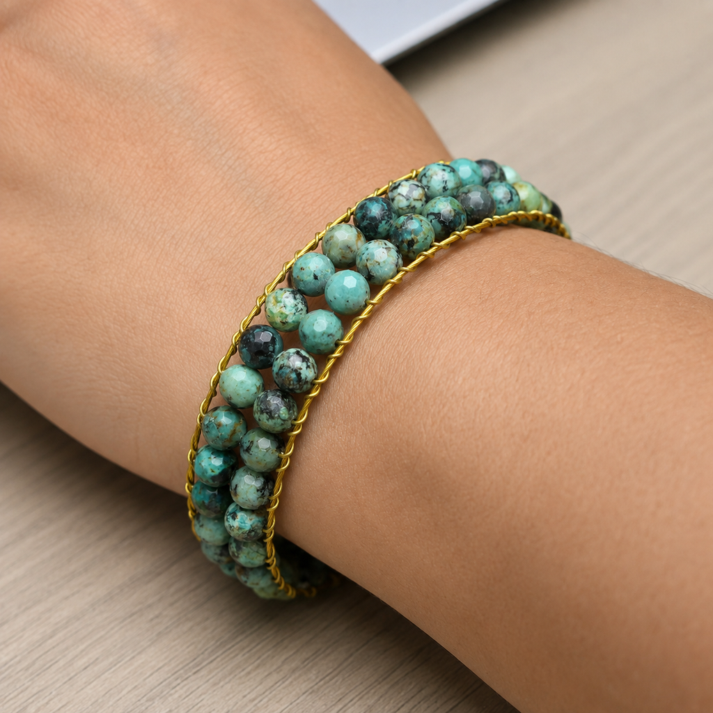 Stillness in Motion African Turquoise Jasper Magnetic Wristband for Men