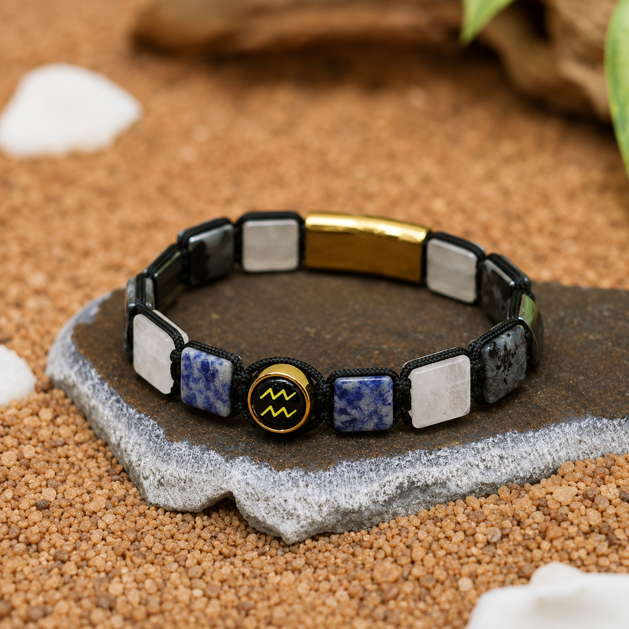 Aquarius Zodiac Bracelet – Vision, Innovation & Grounded Energy