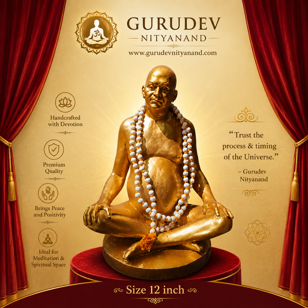 Bhagwan Nityanand Statue – Premium Quality Fiber Finish (12 Inch)