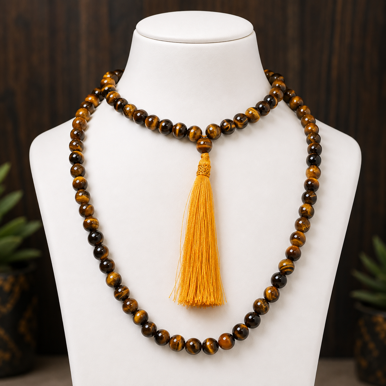 Tiger Eye Crystal Jaap Mala 108 Bead (8MM) (Confidence & Courage)
