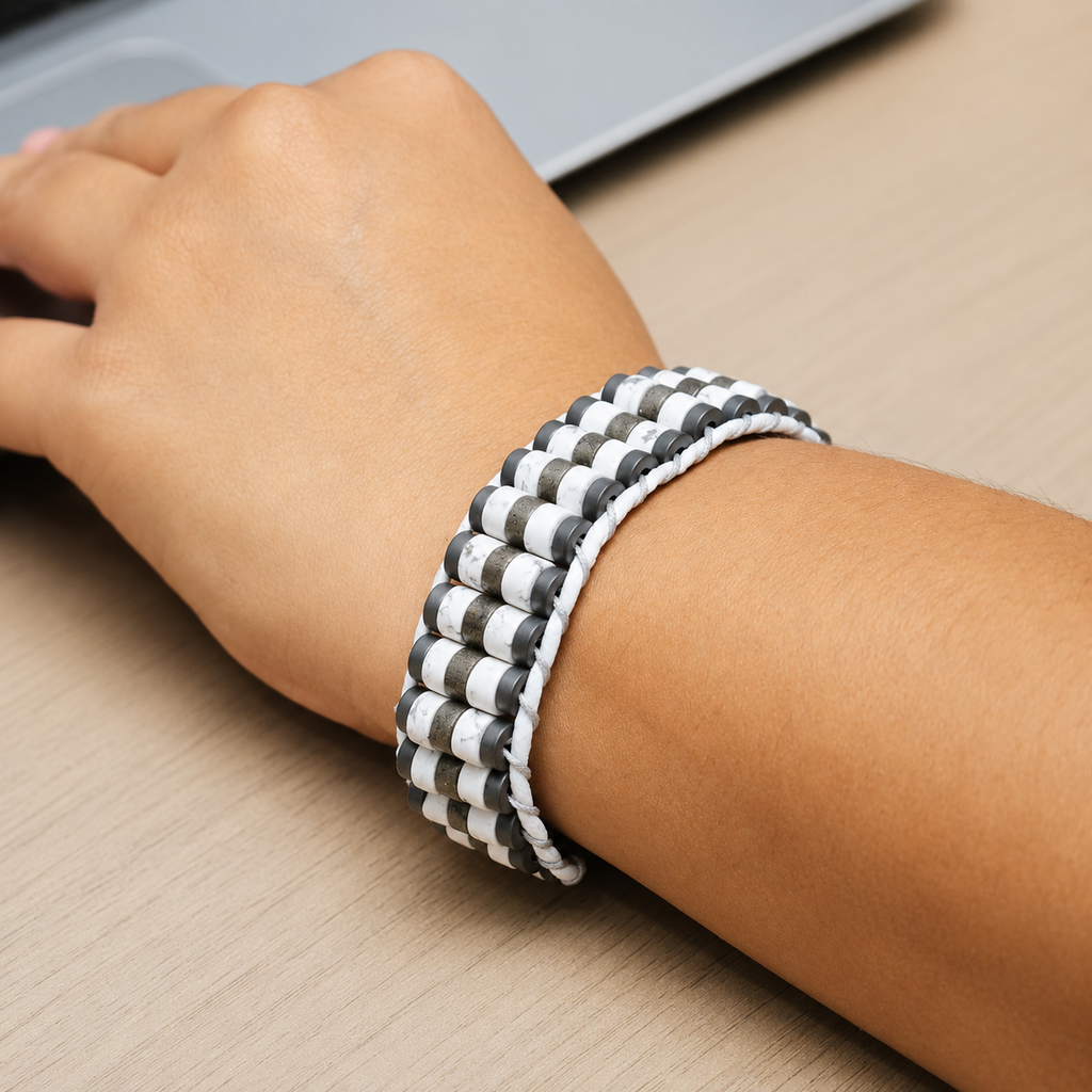 Opulent Elegance: Howlite Pyrite Bracelet of Affluence
