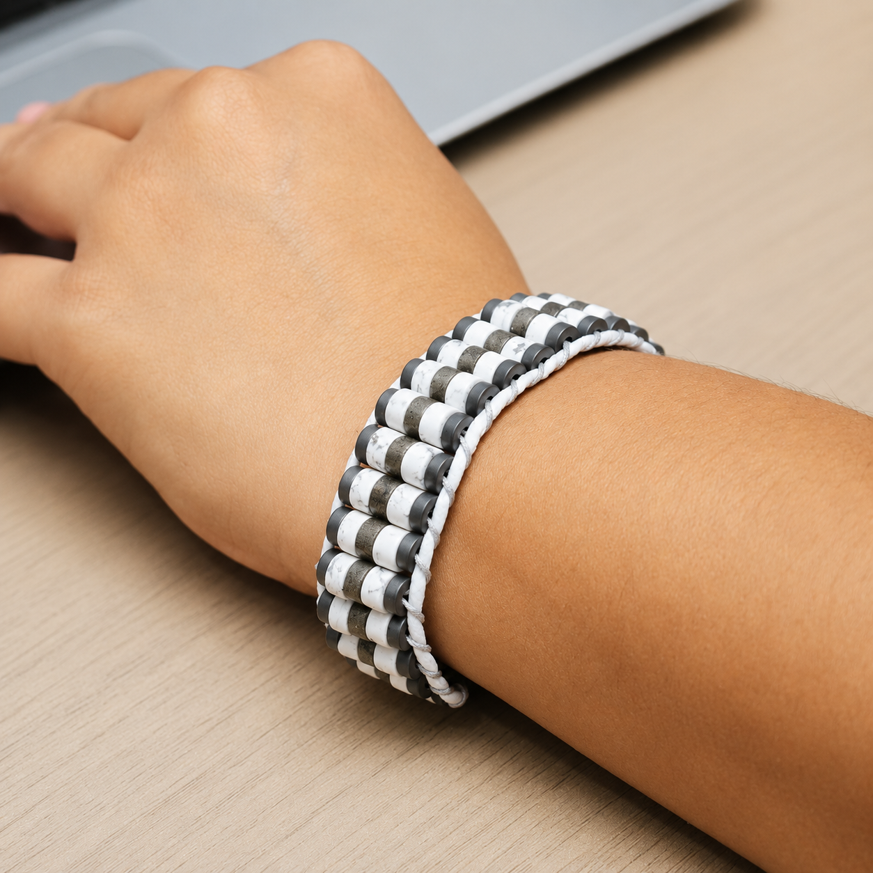 Opulent Elegance: Howlite Pyrite Bracelet of Affluence