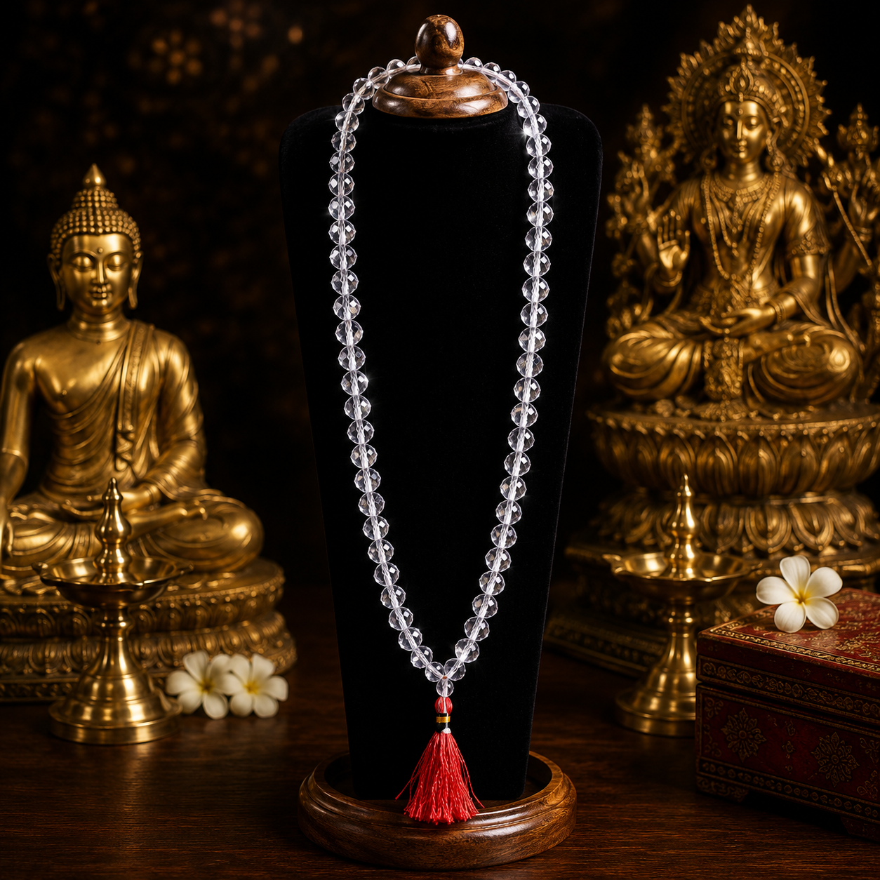 Diamond-Cut Flat Shape Sphatik Mala