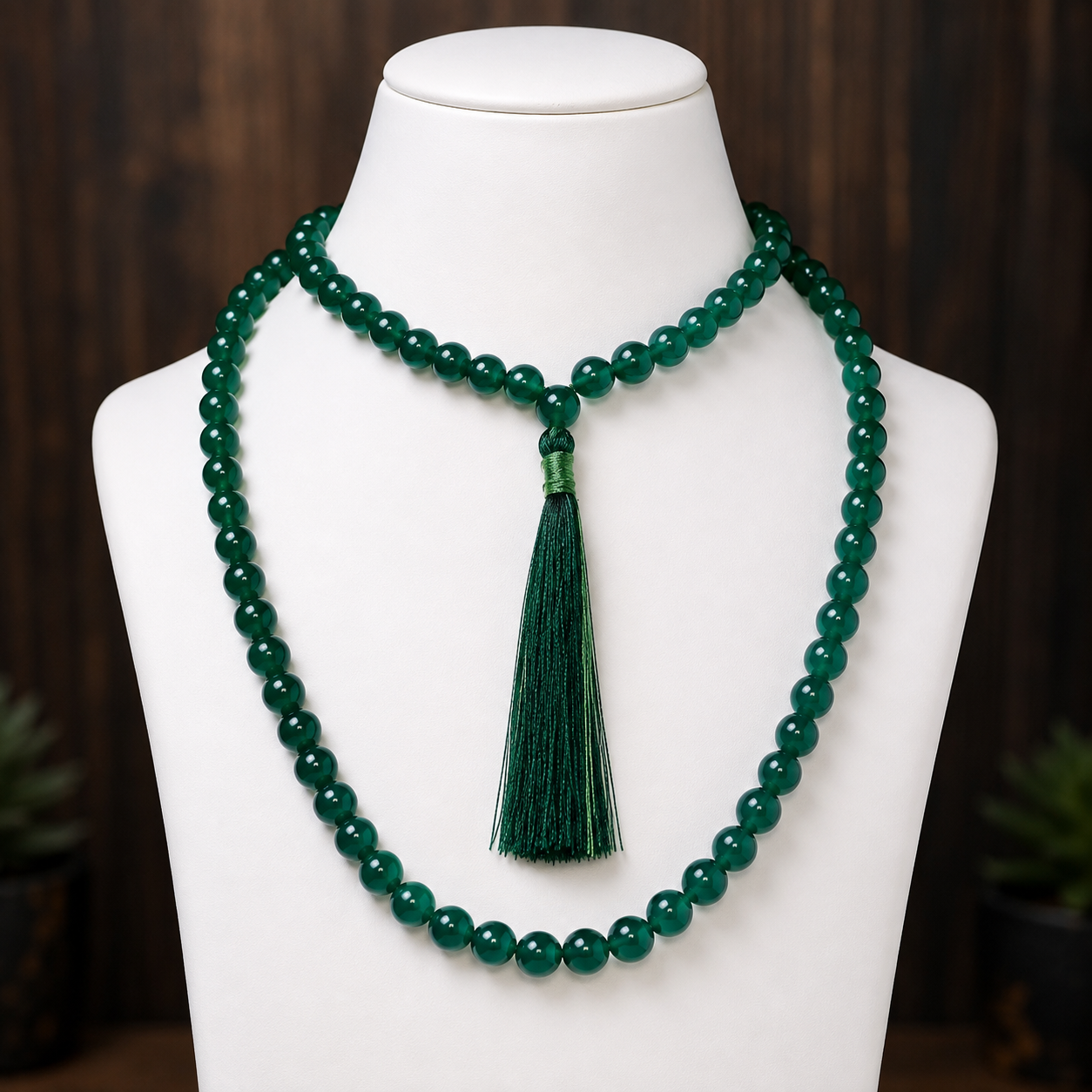 Green Jade Jaap Mala 108 Bead’s (8MM) (Attracts Prosperity & Good Luck)